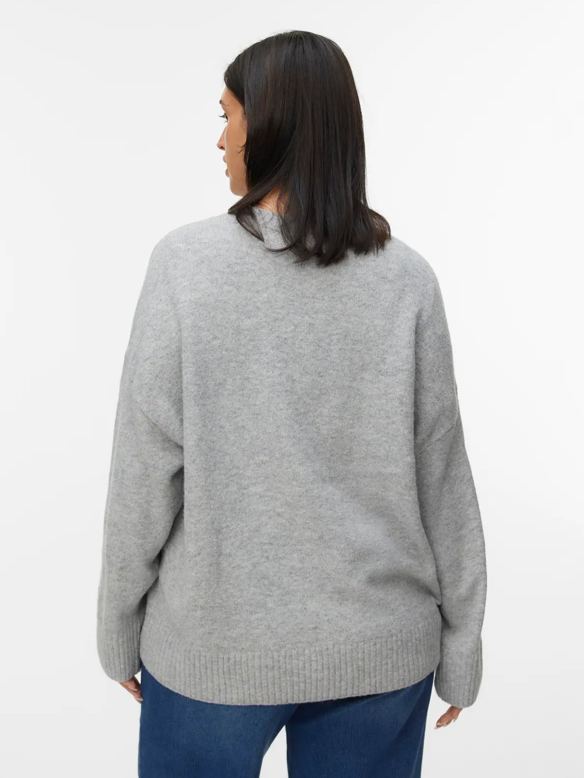Vero Moda Curve Boom Long Sleeve O-Neck Pullover Light Grey Melange
