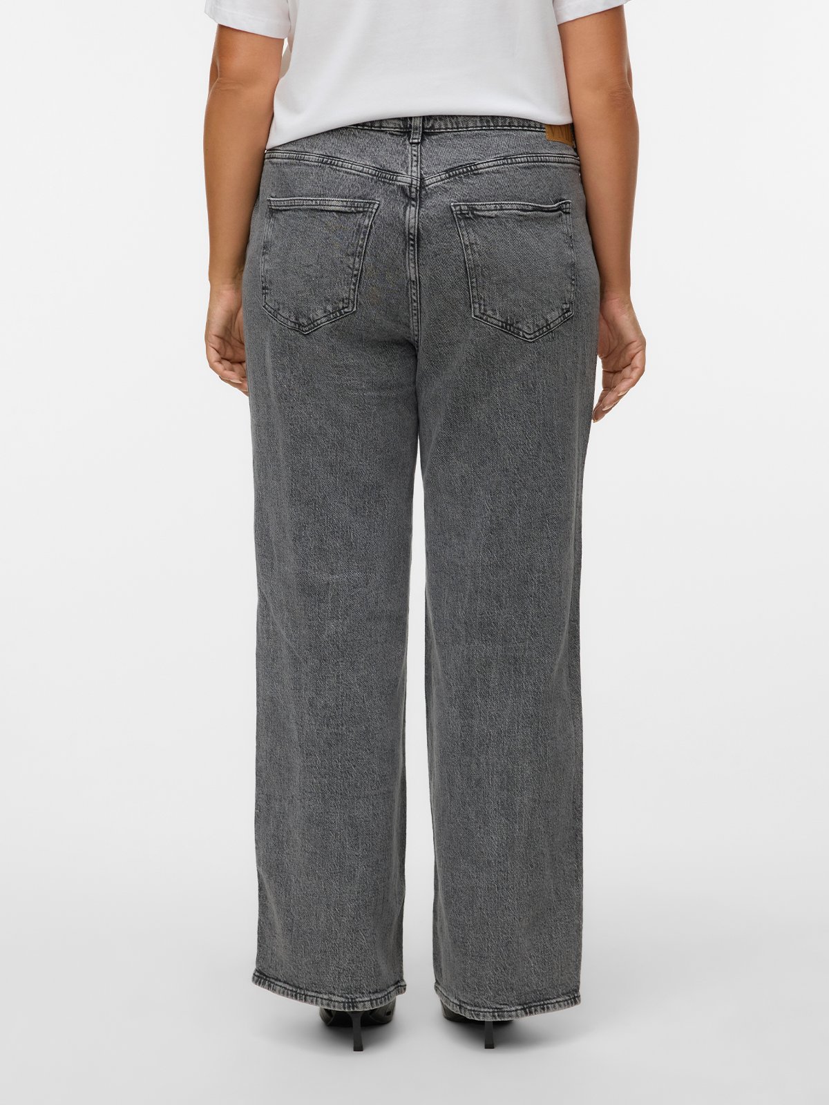 Vero Moda Curve Tessa High Rise Wide Jeans Medium Grey Denim