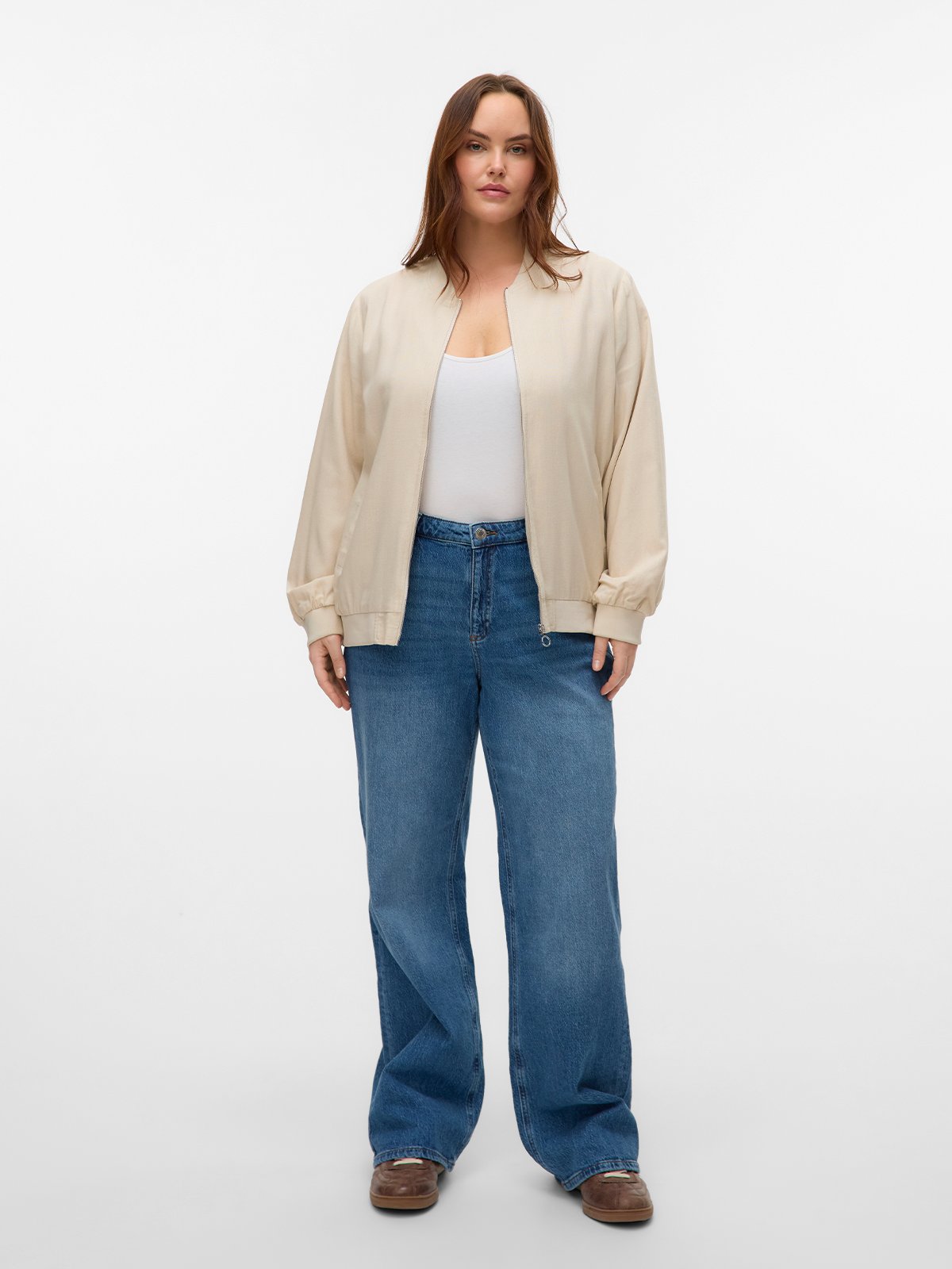 Vero Moda Curve Tessa High Rise Wide Jeans Medium Blue Denim