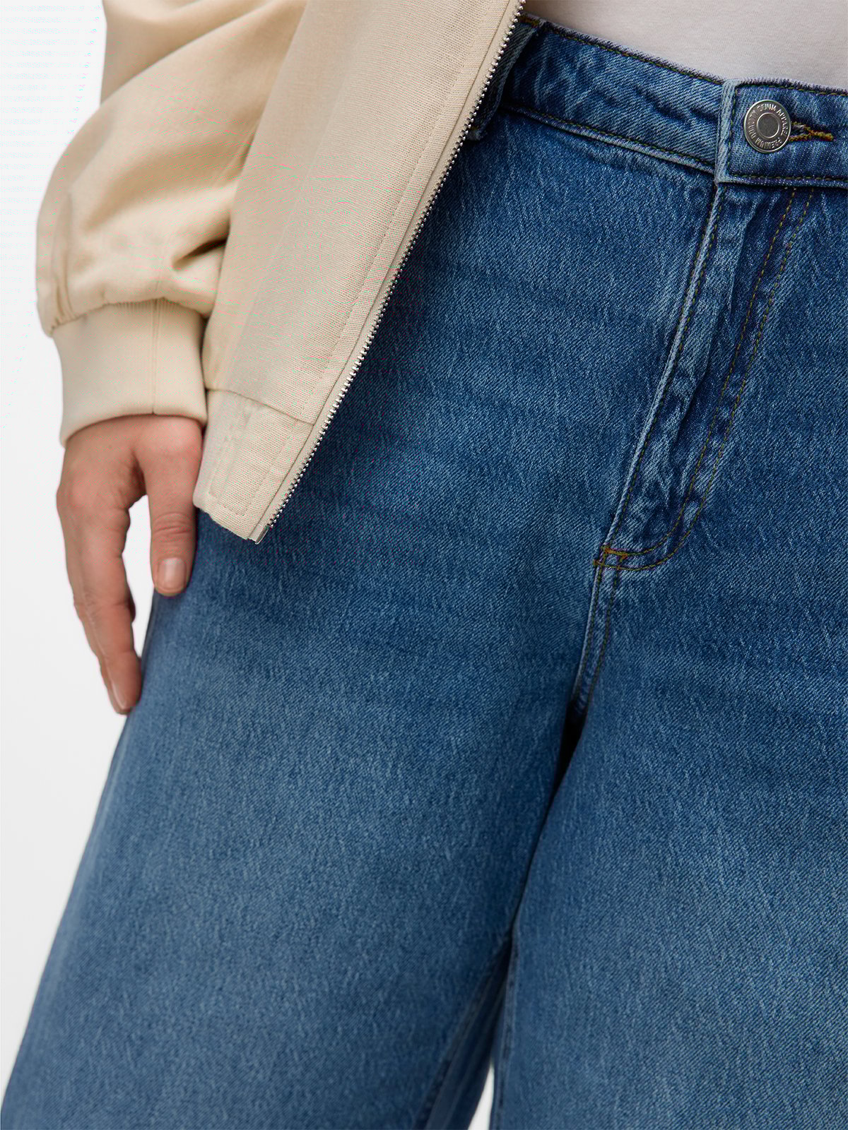 Vero Moda Curve Tessa High Rise Wide Jeans Medium Blue Denim