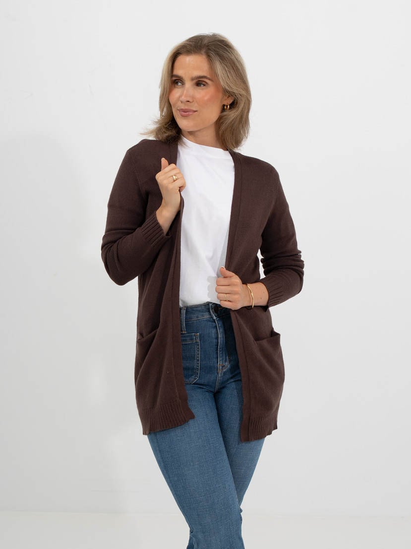 Vila Viril Open Long Sleeve Knit Cardigan Coffee Bean