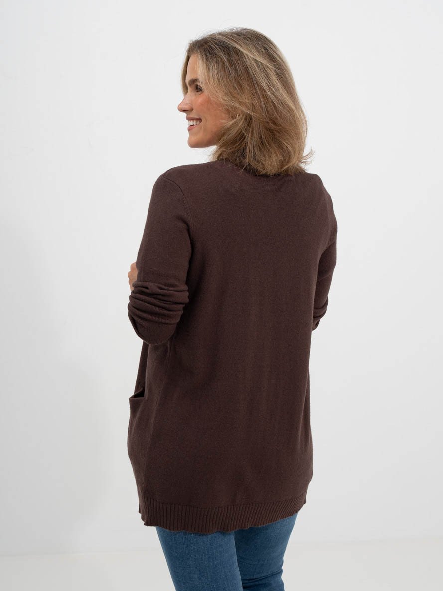 Vila Viril Open Long Sleeve Knit Cardigan Coffee Bean