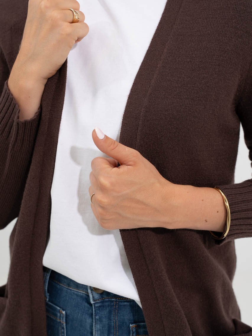 Vila Viril Open Long Sleeve Knit Cardigan Coffee Bean