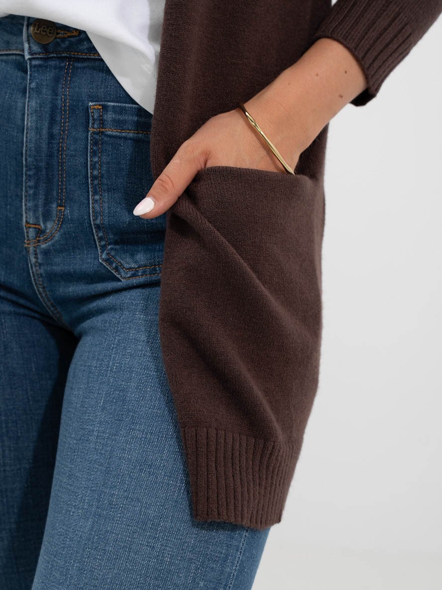 Vila Viril Open Long Sleeve Knit Cardigan Coffee Bean