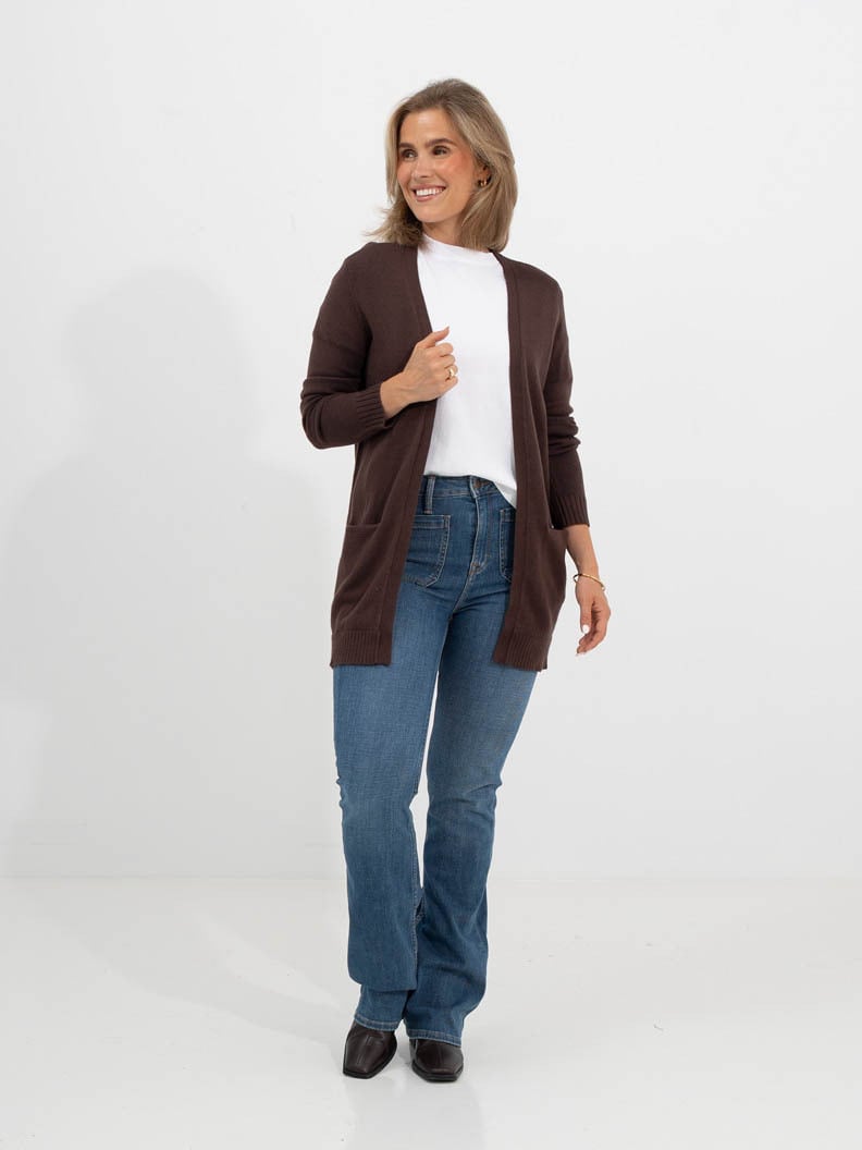 Vila Viril Open Long Sleeve Knit Cardigan Coffee Bean