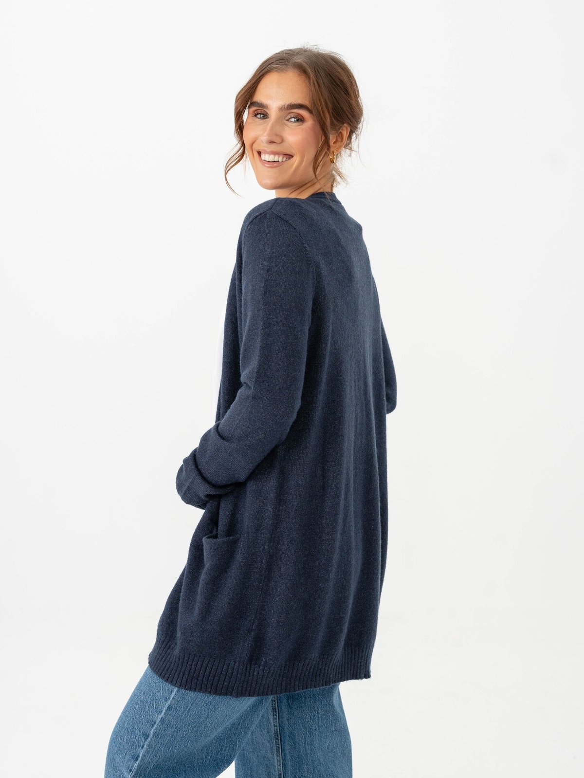 Vila Viril Open Long Sleeve Knit Cardigan Total Eclipse