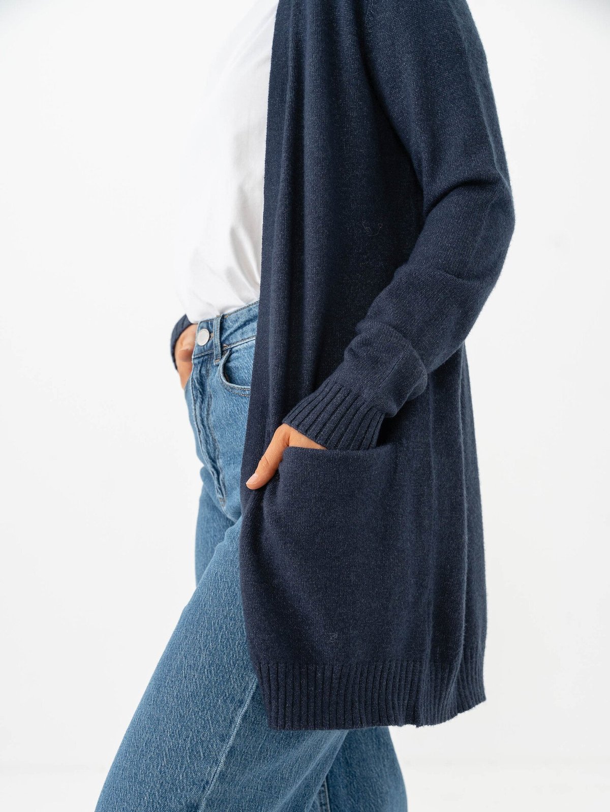 Vila Viril Open Long Sleeve Knit Cardigan Total Eclipse