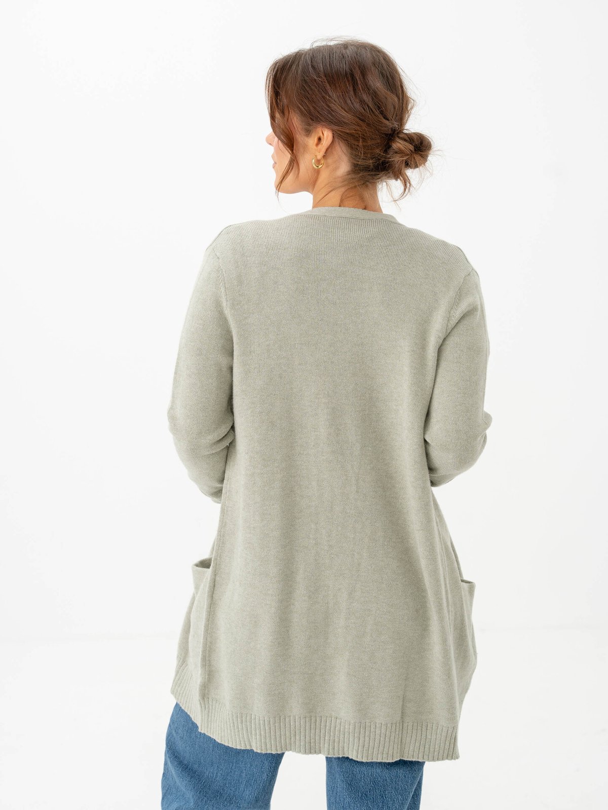 Vila Viril Open Long Sleeve Knit Cardigan Oil Green Melange