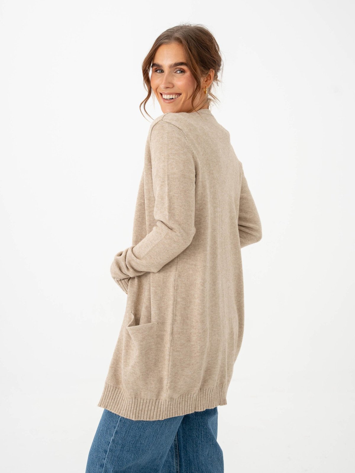 Vila Viril Open Long Sleeve Knit Cardigan Natural Melange