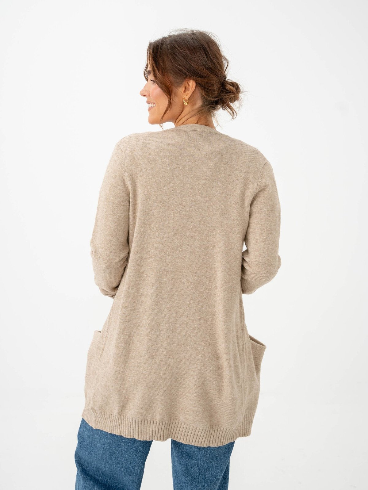 Vila Viril Open Long Sleeve Knit Cardigan Natural Melange