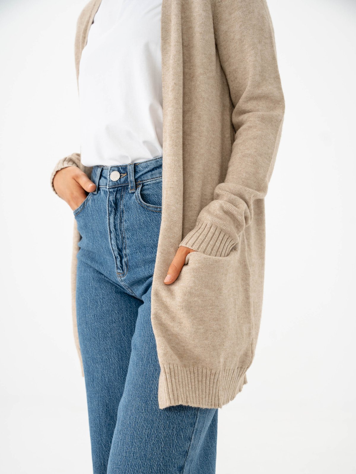 Vila Viril Open Long Sleeve Knit Cardigan Natural Melange