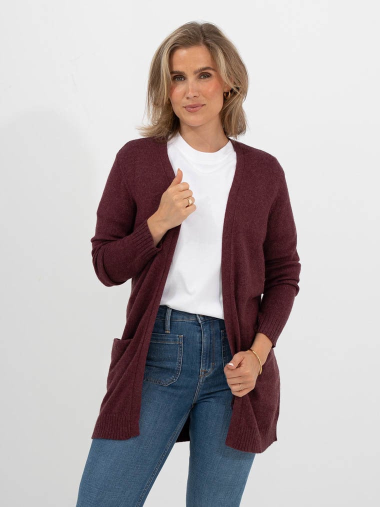 Vila Viril Open Long Sleeve Knit Cardigan Port Royale