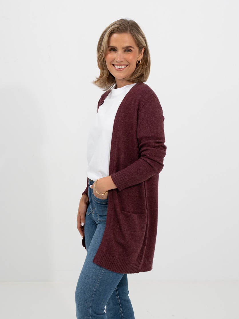 Vila Viril Open Long Sleeve Knit Cardigan Port Royale