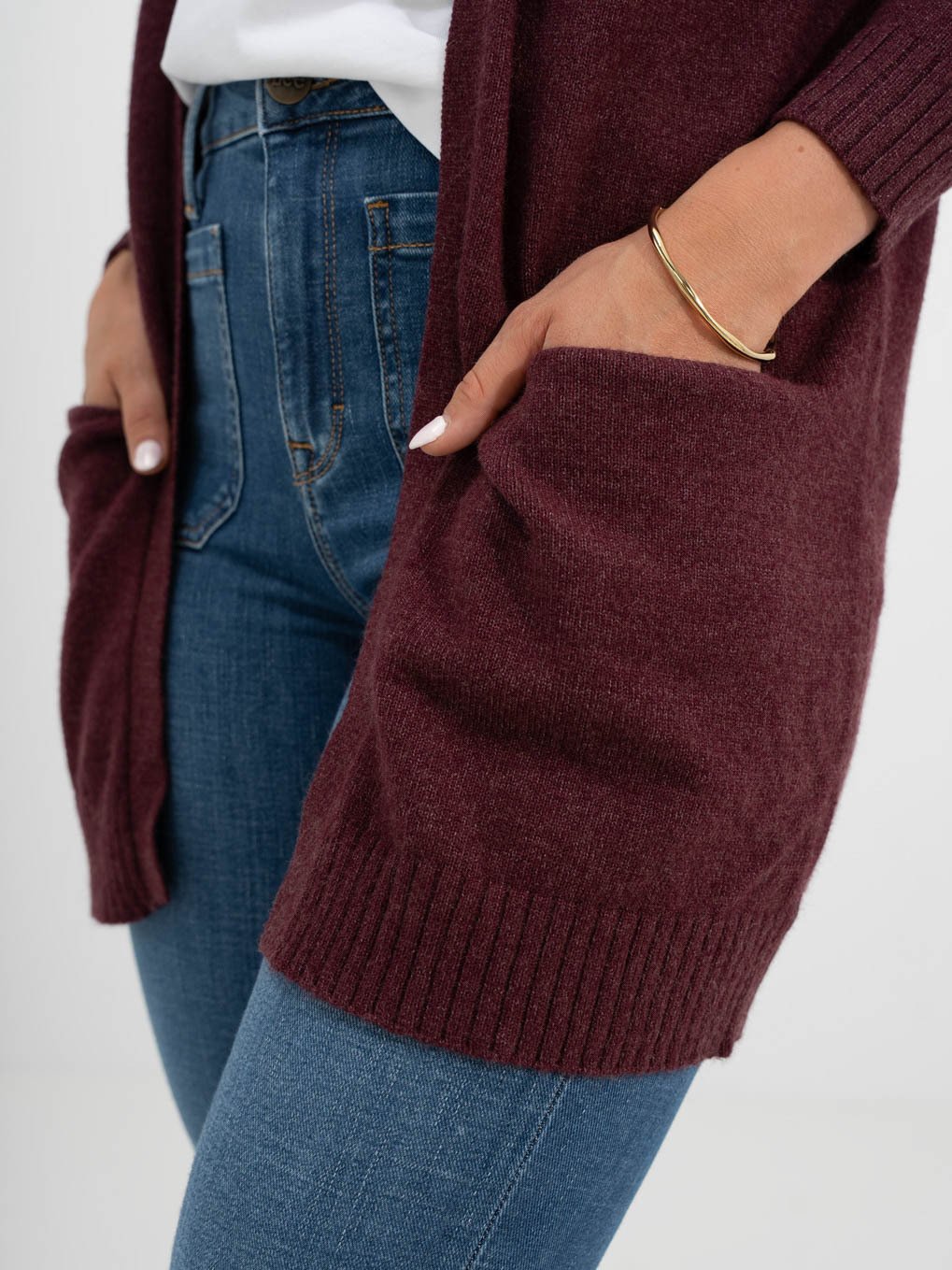 Vila Viril Open Long Sleeve Knit Cardigan Port Royale