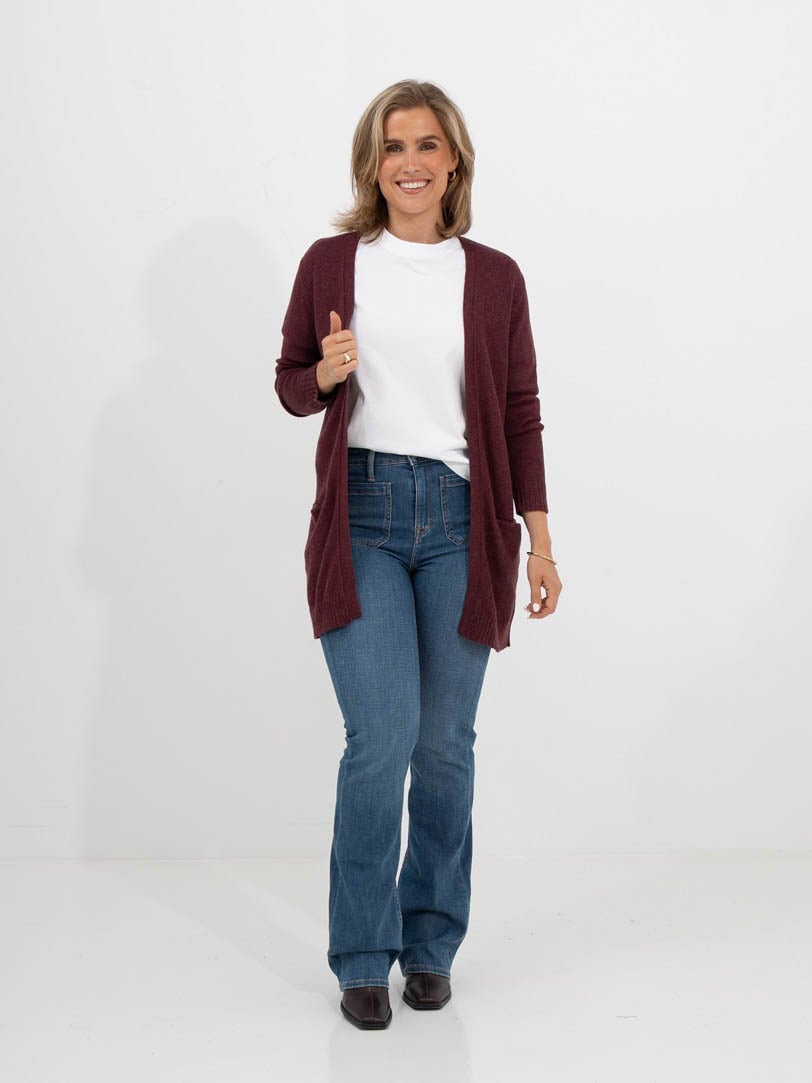 Vila Viril Open Long Sleeve Knit Cardigan Port Royale