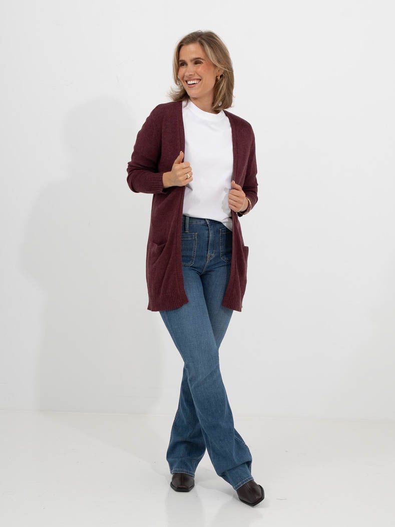 Vila Viril Open Long Sleeve Knit Cardigan Port Royale