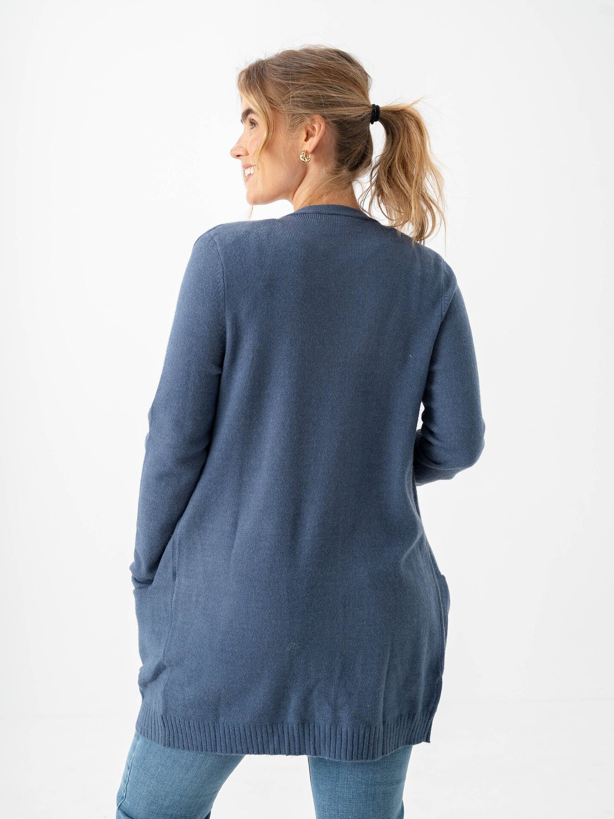 Vila Viril Open Long Sleeve Knit Cardigan Vintage Indigo