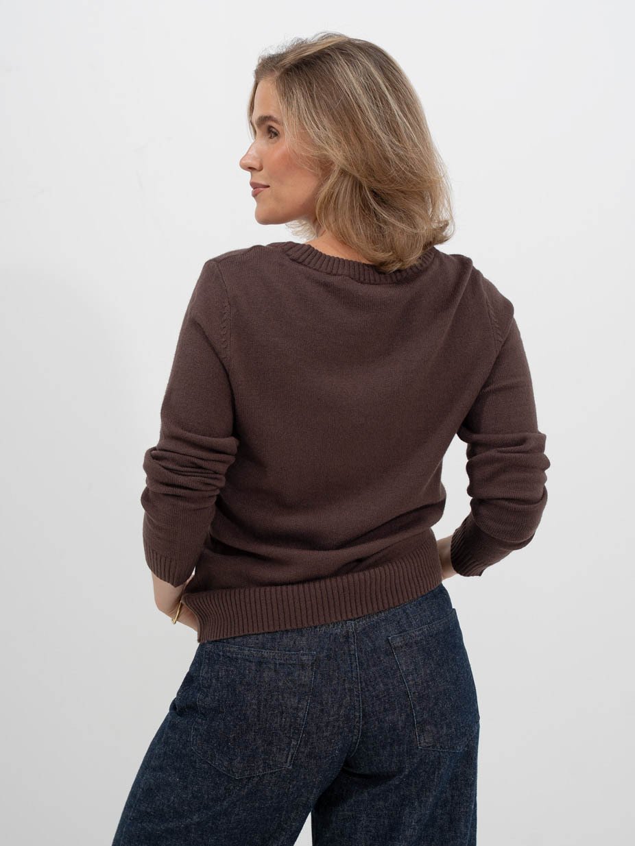 Vila Ril O-Neck Long Sleeve Knit Top Coffee Bean