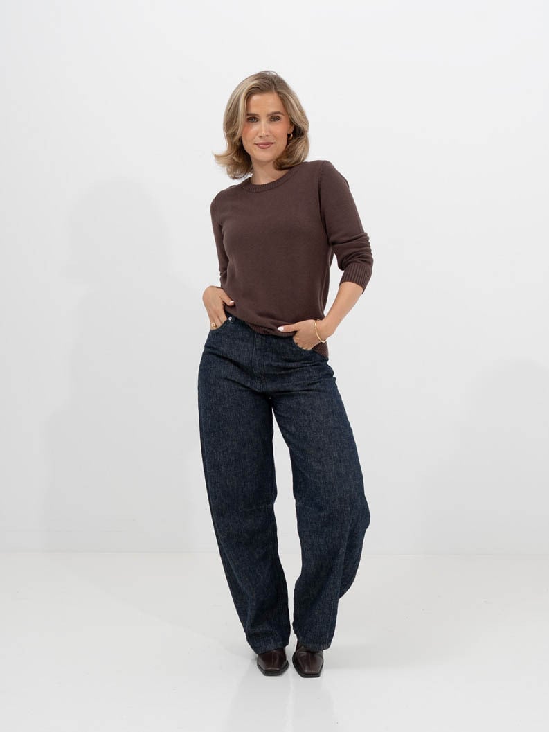 Vila Ril O-Neck Long Sleeve Knit Top Coffee Bean