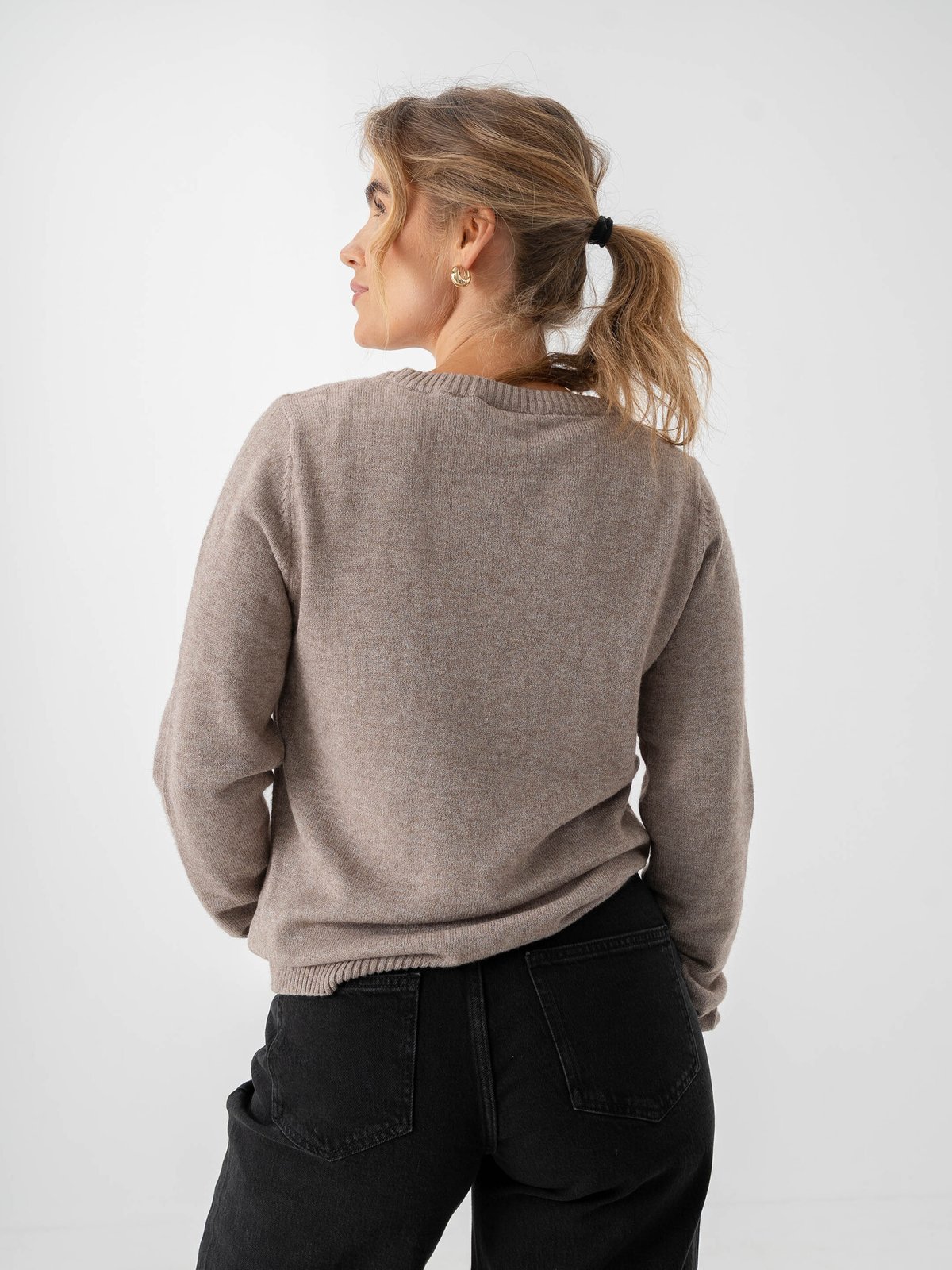 Vila Ril O-Neck Long Sleeve Knit Top Falcon Melange