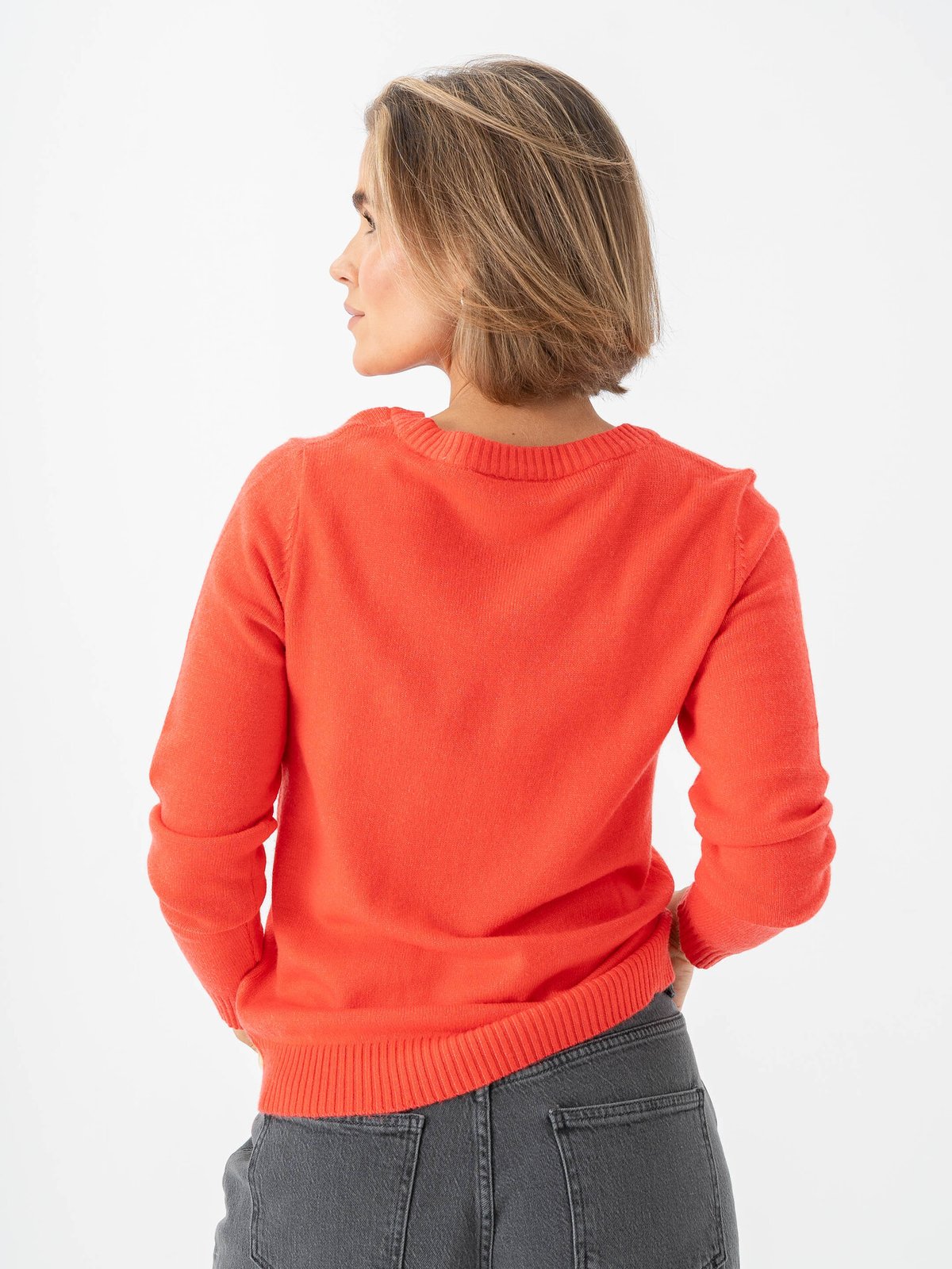 Vila Ril O-Neck Long Sleeve Knit Top Hibiscus Dark Melange