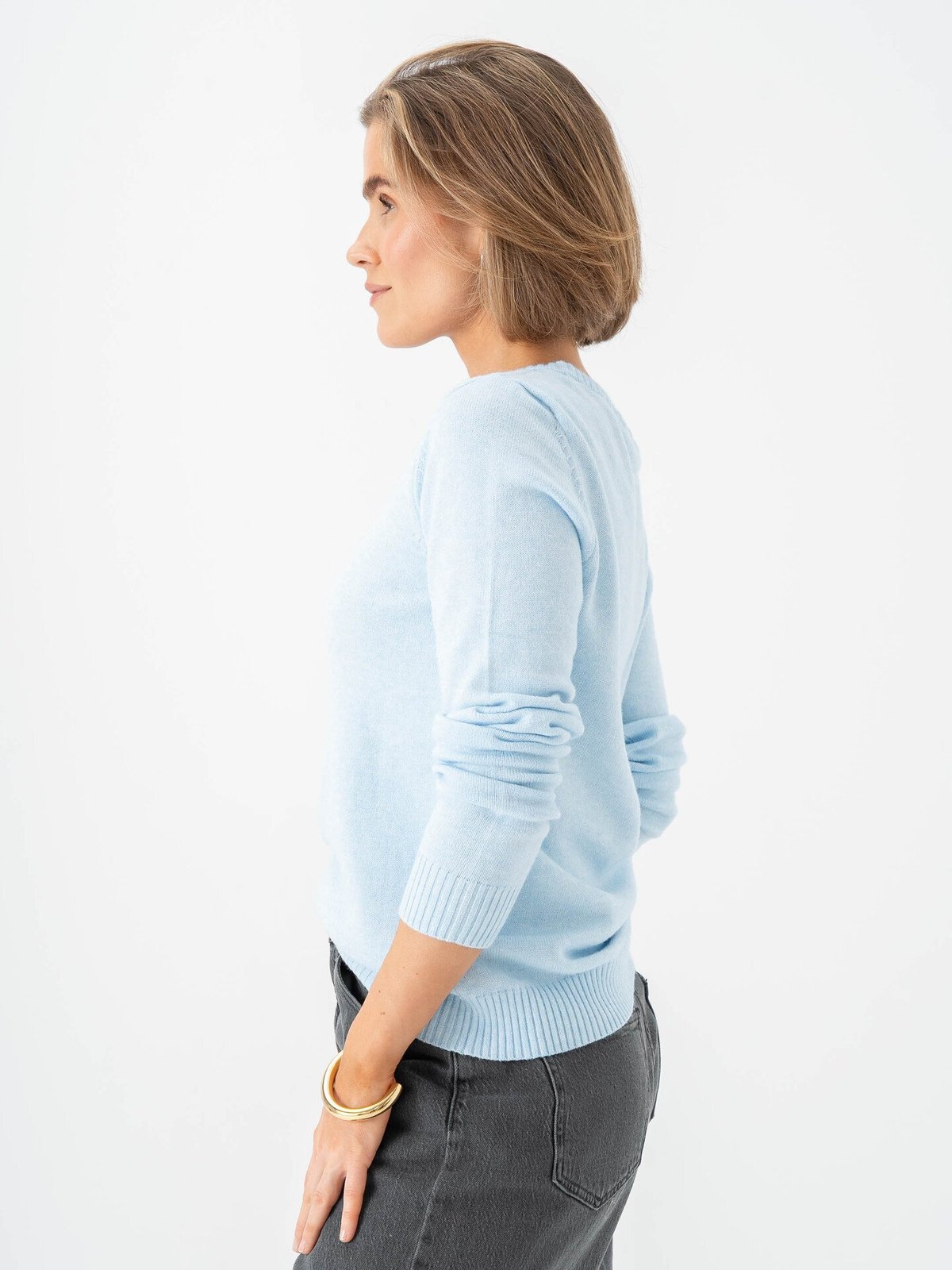 Vila Ril O-Neck Long Sleeve Knit Top Nantucket Breeze Light Melange