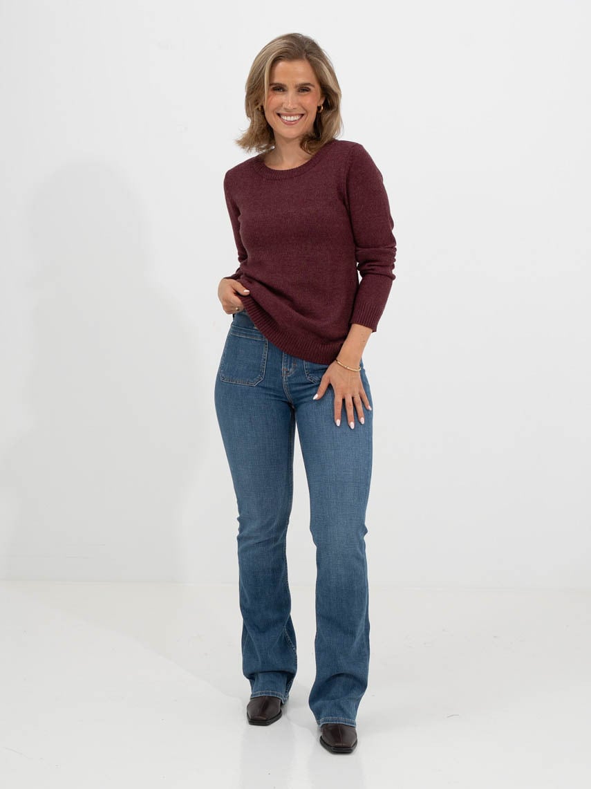 Vila Ril O-Neck Long Sleeve Knit Top Port Royale