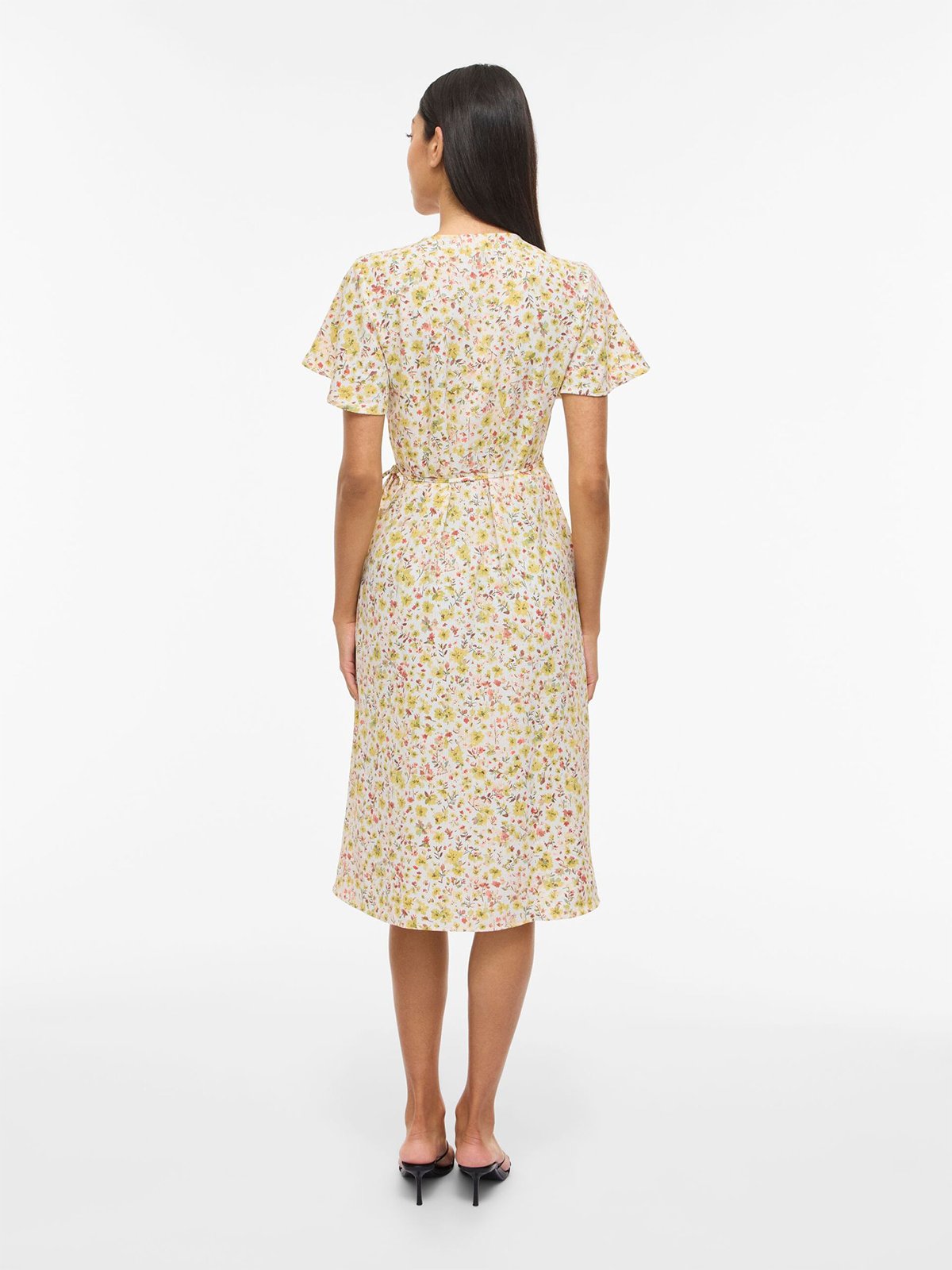 Vila Lovie Short Sleeve Wrap Midi Dress Yarrow Fel