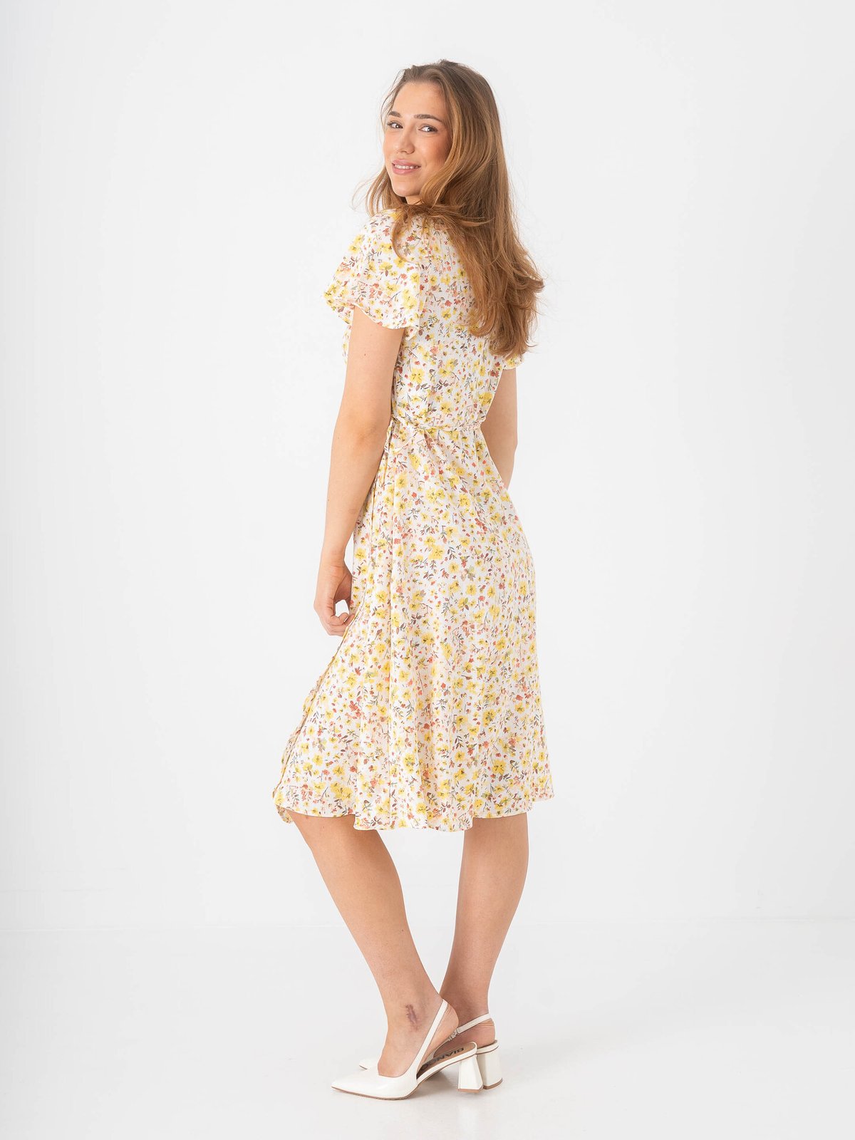 Vila Lovie Short Sleeve Wrap Midi Dress Yarrow Fel