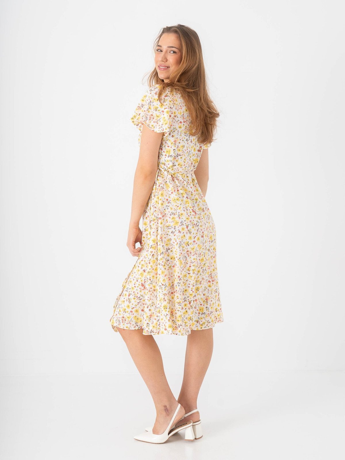 Vila Lovie Short Sleeve Wrap Midi Dress Yarrow Fel