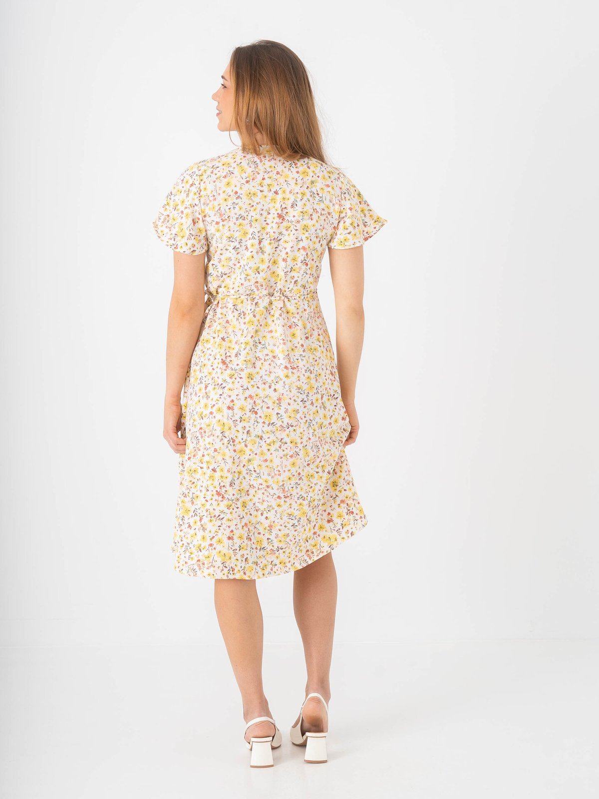 Vila Lovie Short Sleeve Wrap Midi Dress Yarrow Fel
