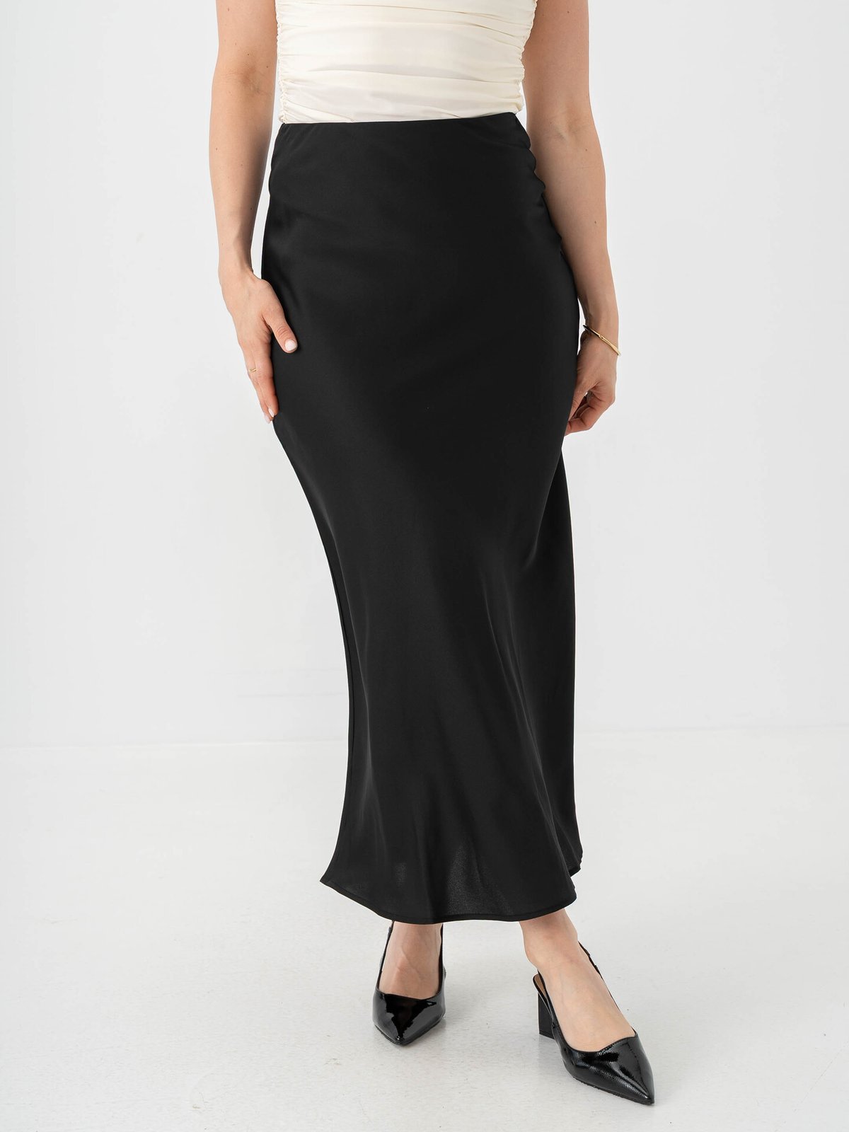 Vila Ellette High Waist Midi Skirt Black