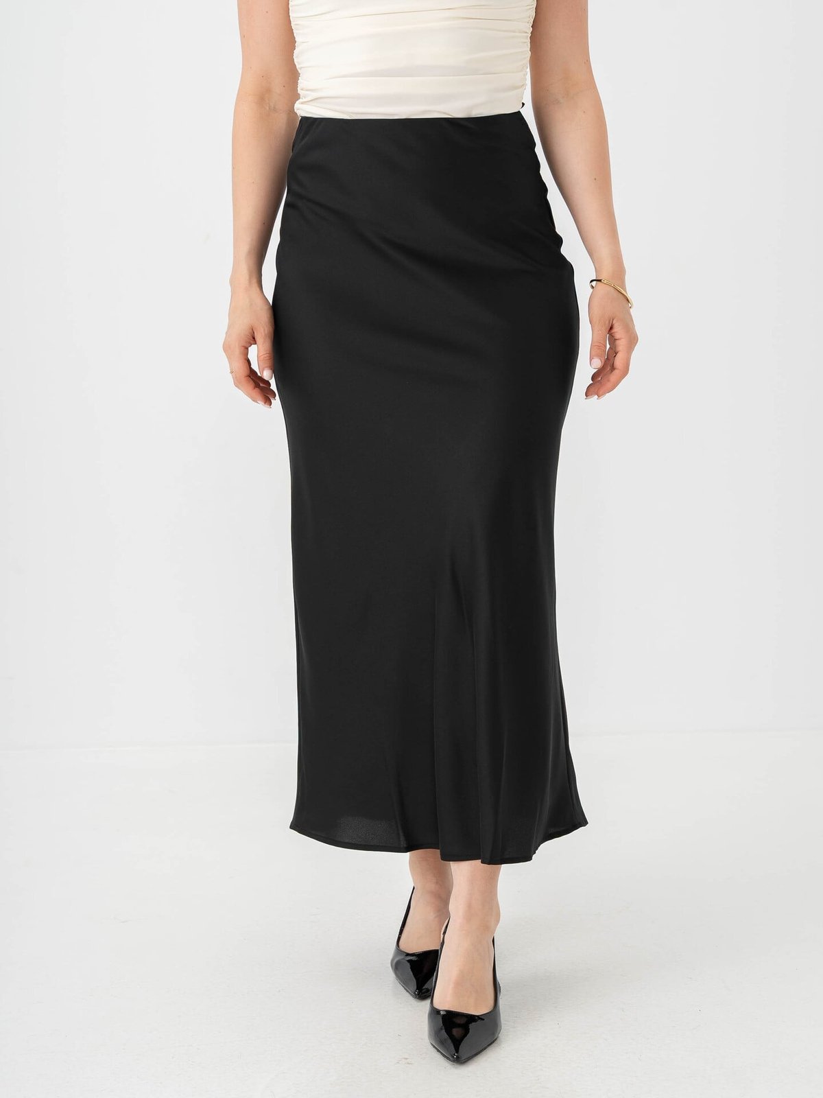Vila Ellette High Waist Midi Skirt Black