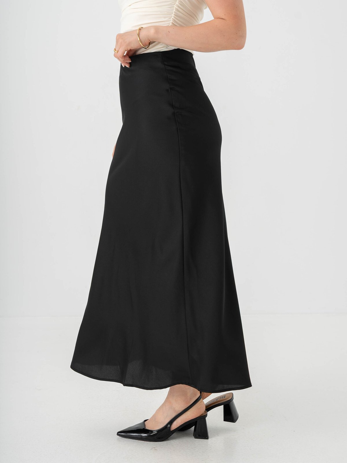 Vila Ellette High Waist Midi Skirt Black