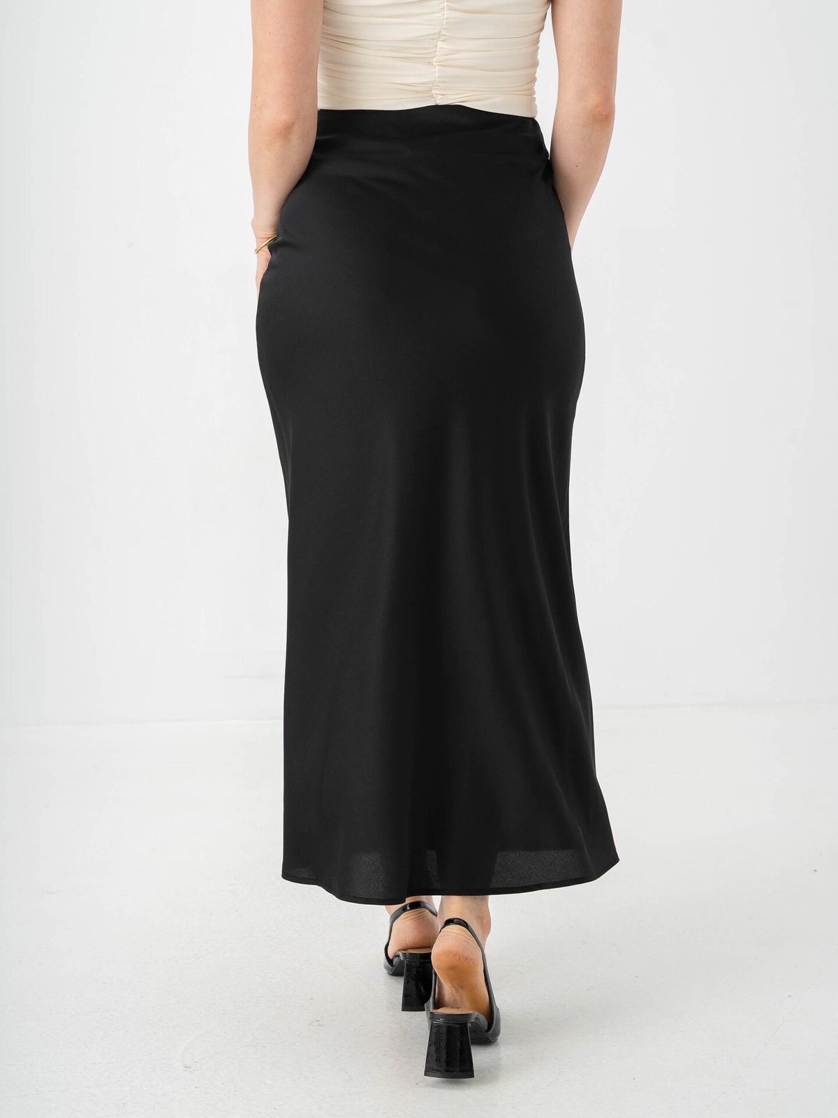 Vila Ellette High Waist Midi Skirt Black