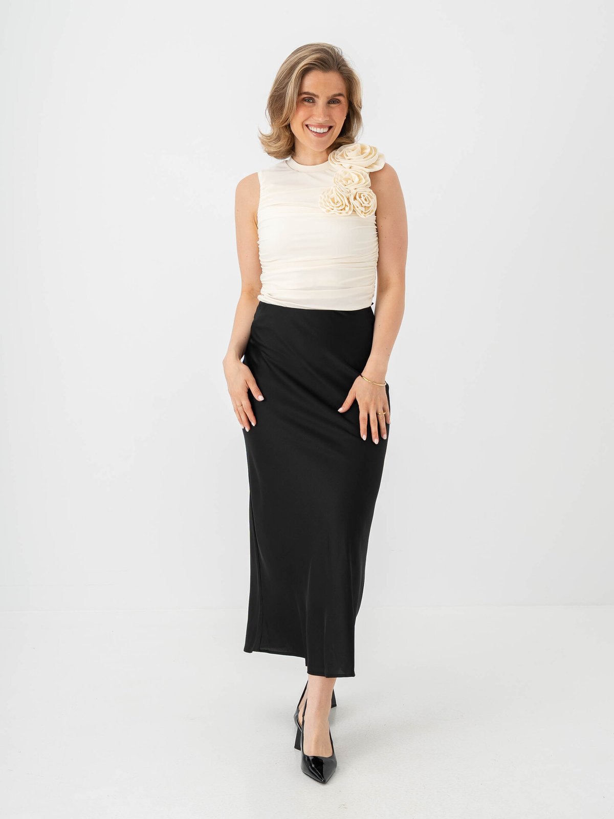 Vila Ellette High Waist Midi Skirt Black