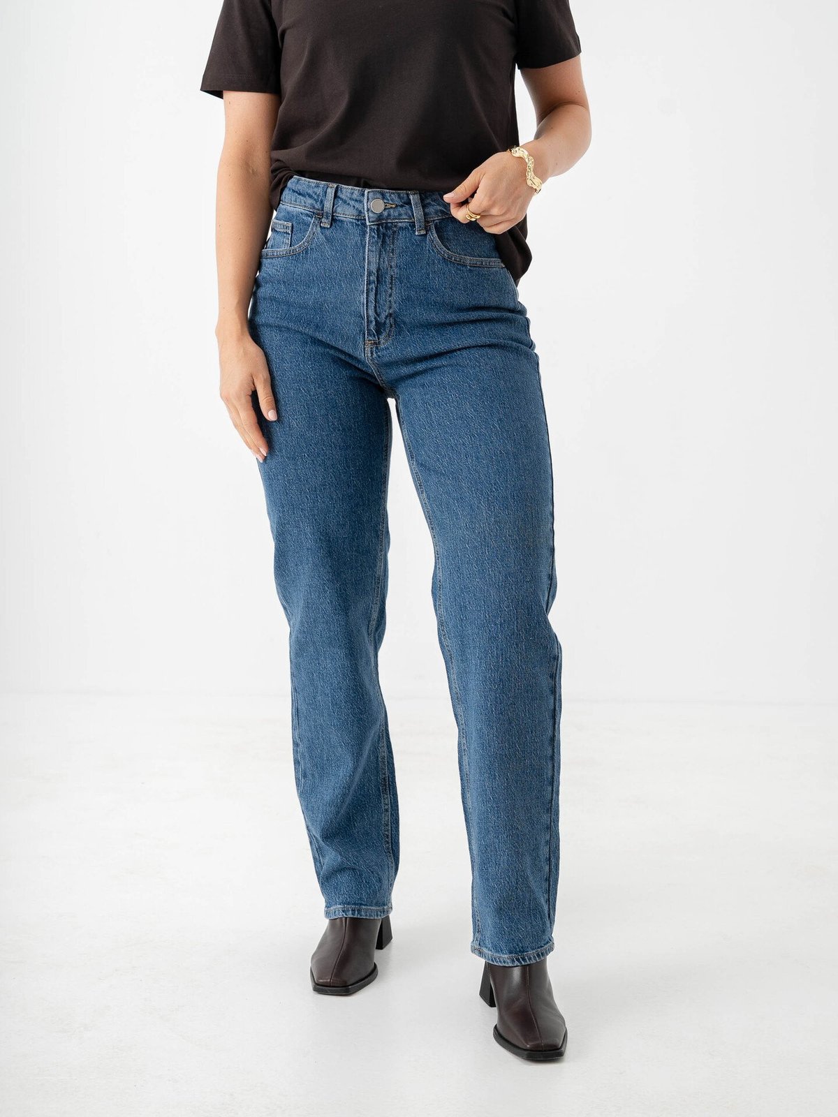 Vila Kelly Jaf High Waisted Straight Jeans Medium Blue Denim