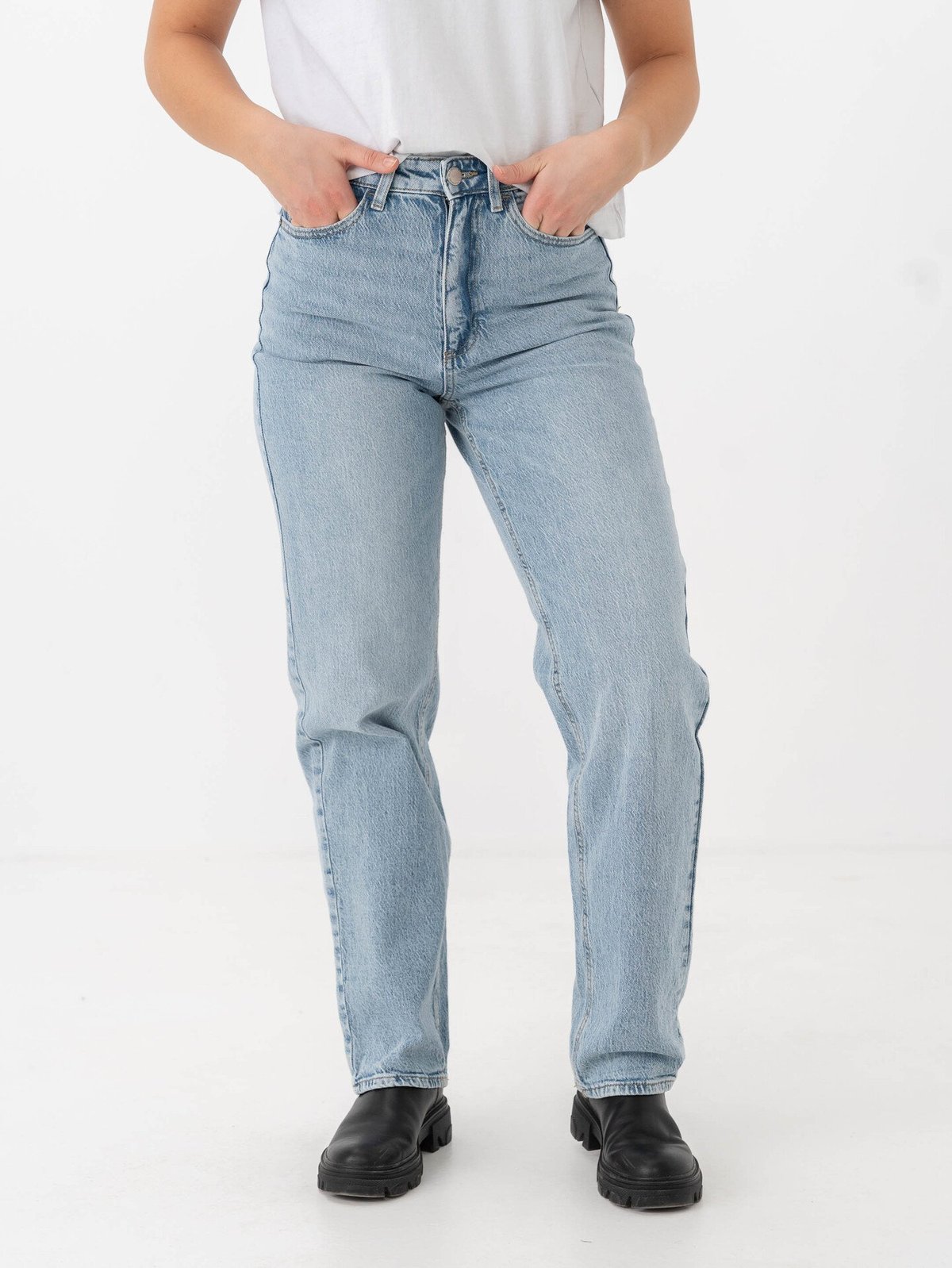 Vila Kelly Jaf High Waisted Straight Jeans Light Blue Denim