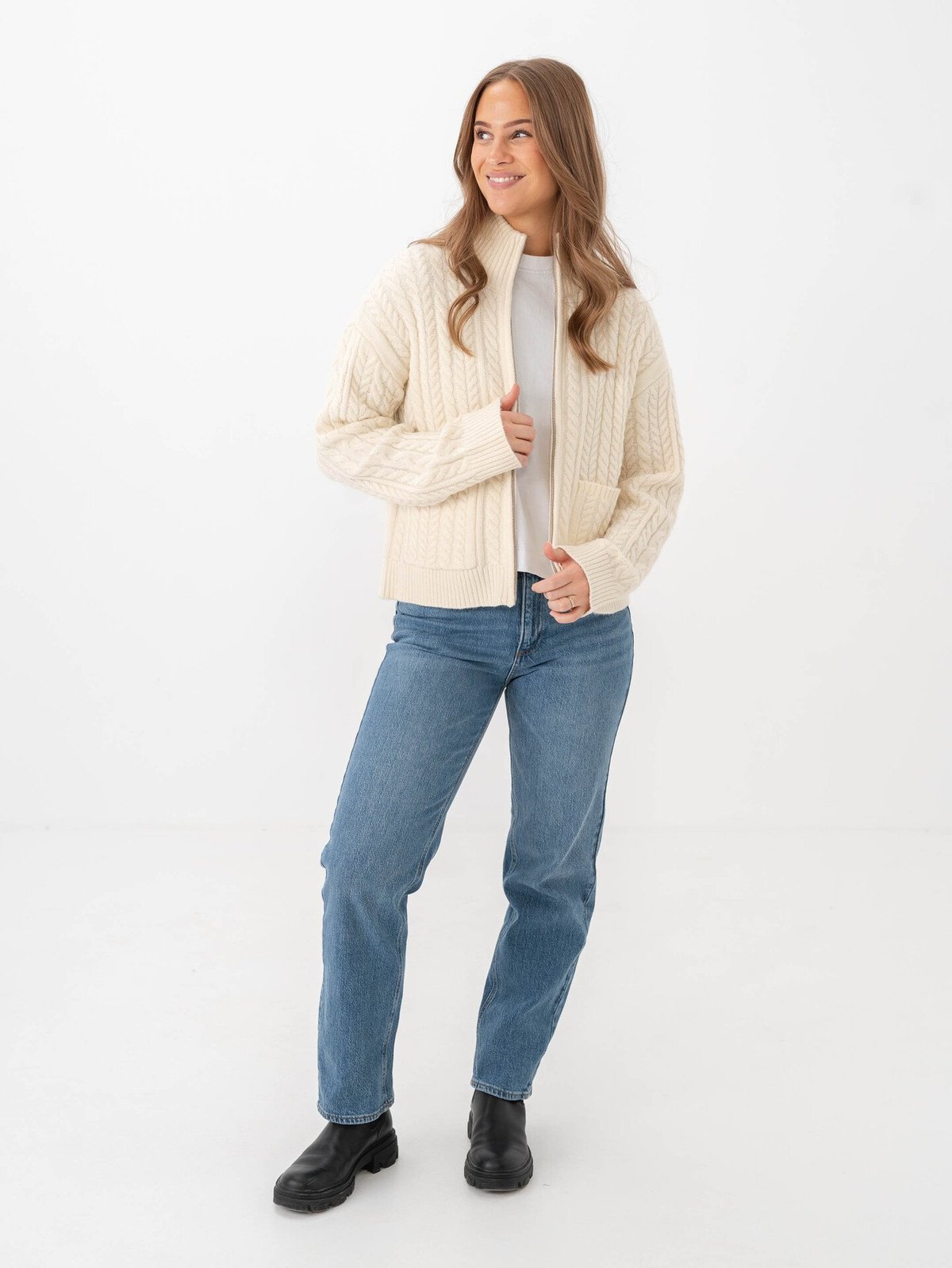 Vila Kelly Jaf High Waisted Straight Jeans Medium Blue Denim