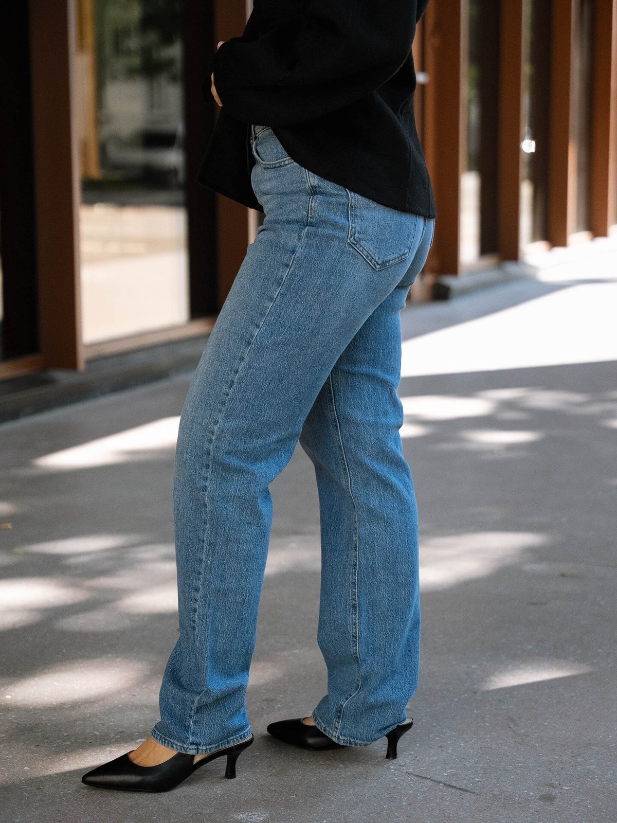 Vila Kelly Jaf High Waisted Straight Jeans Medium Blue Denim