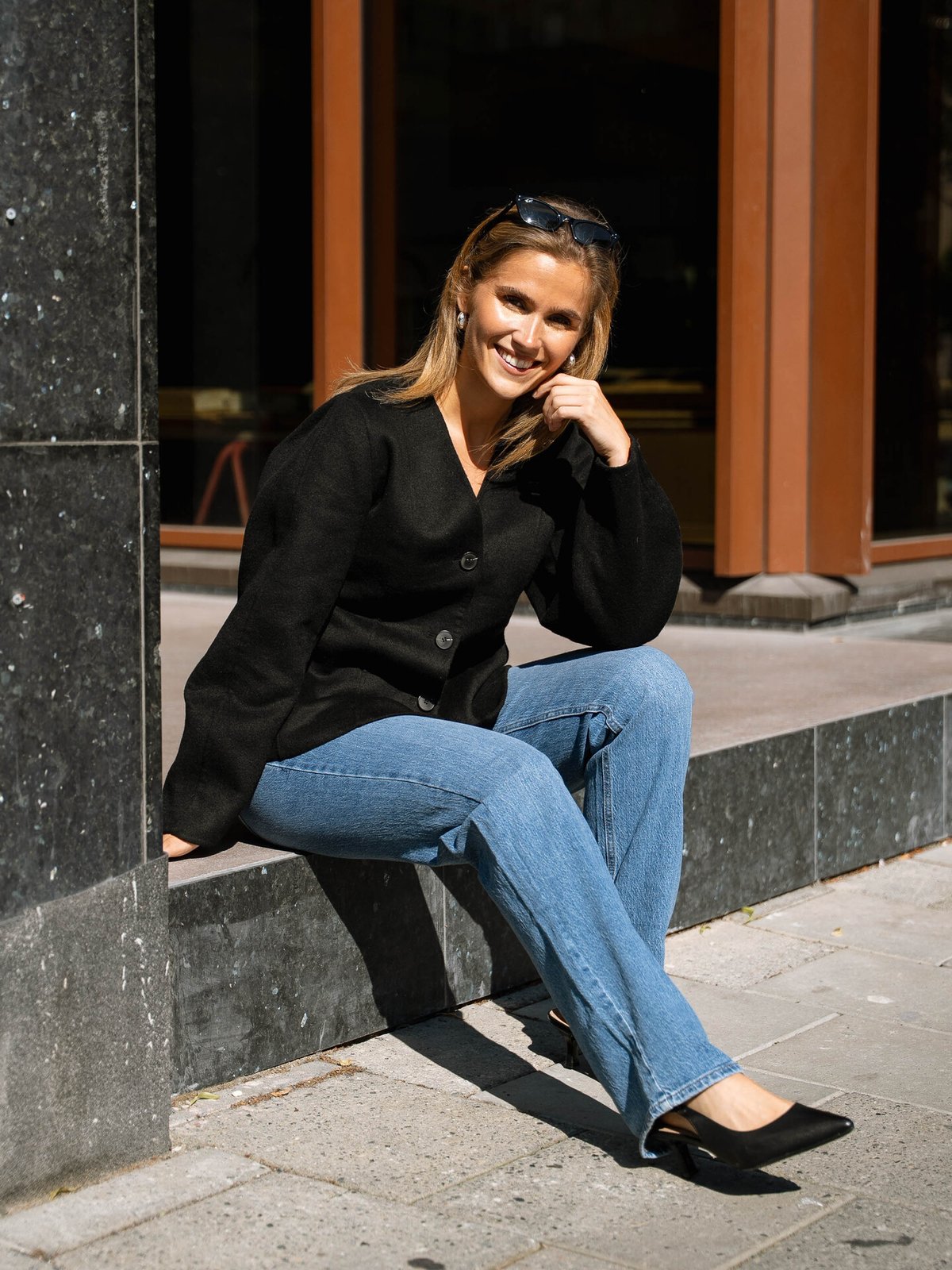 Vila Kelly Jaf High Waisted Straight Jeans Medium Blue Denim