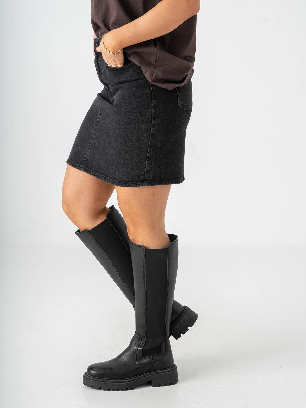 Vila Kaja Jaf Denim Skirt Black Denim
