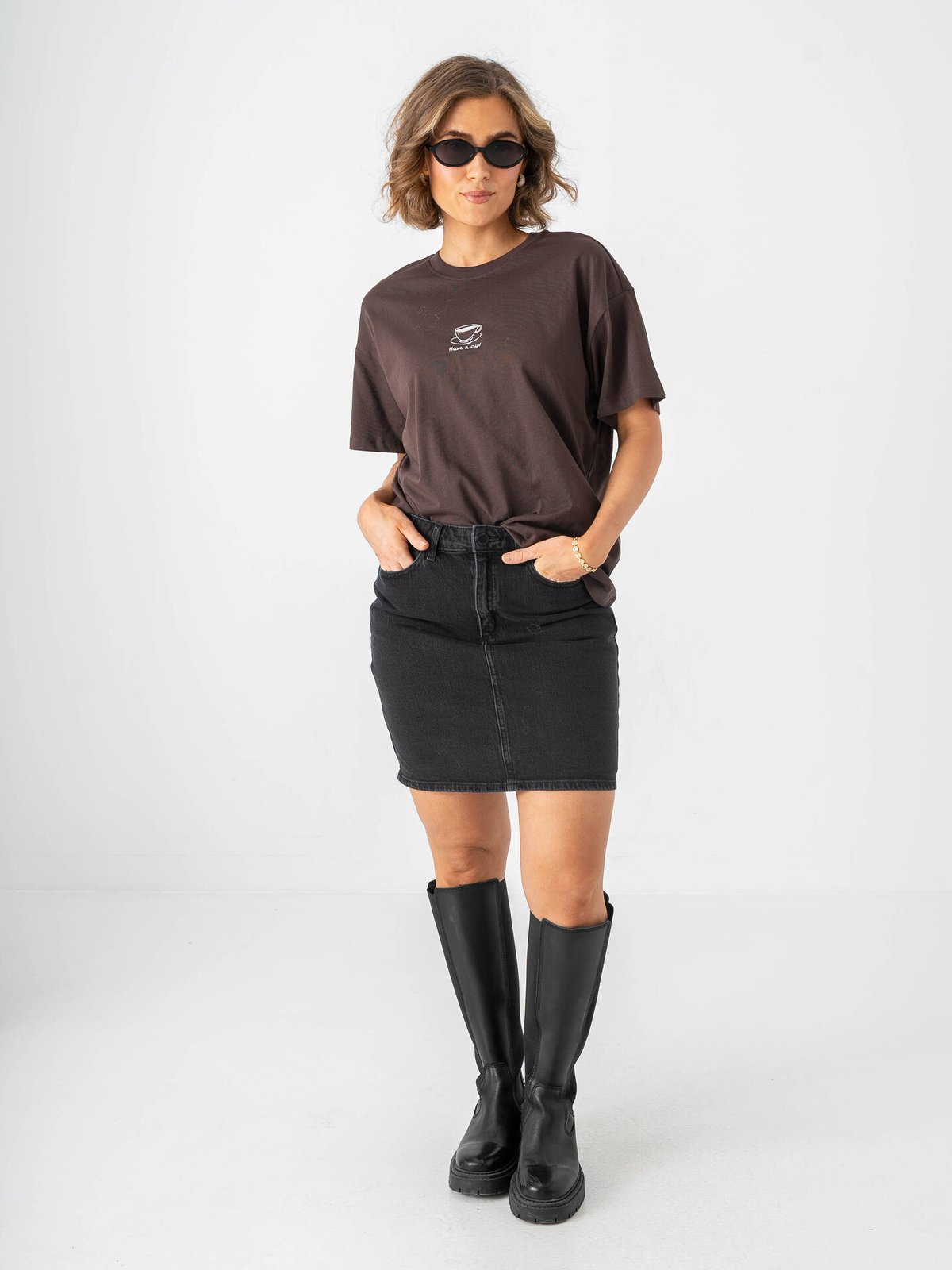 Vila Kaja Jaf Denim Skirt Black Denim