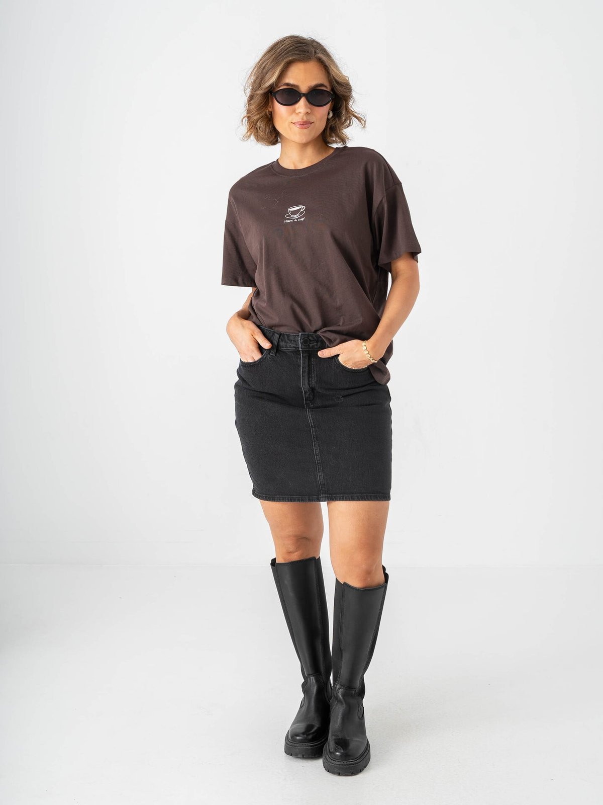 Vila Kaja Jaf Denim Skirt Black Denim