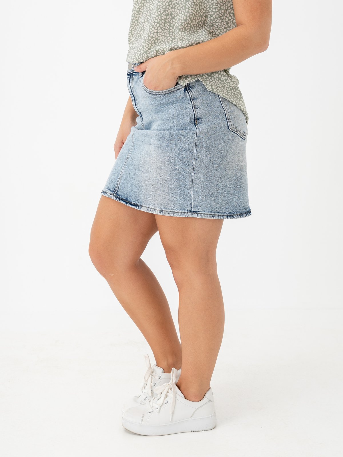 Vila Kaja Jaf Denim Skirt Light Blue Denim