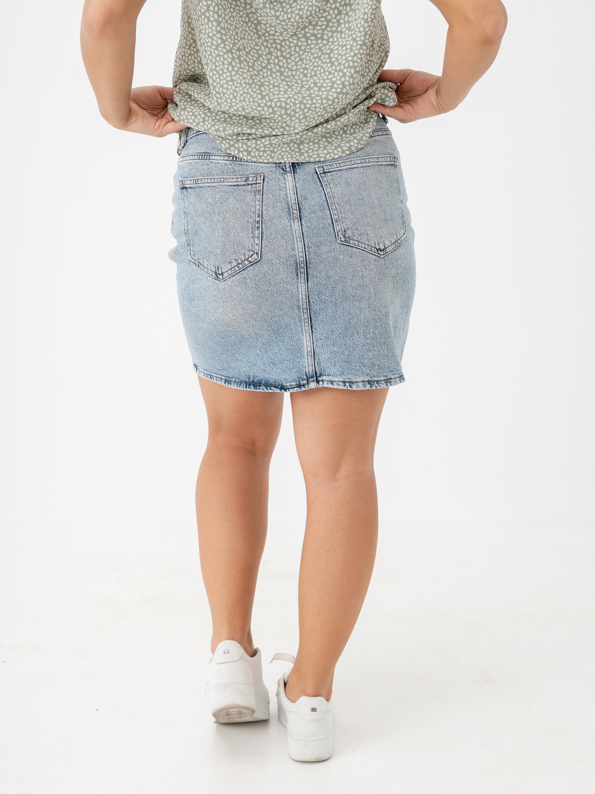Vila Kaja Jaf Denim Skirt Light Blue Denim