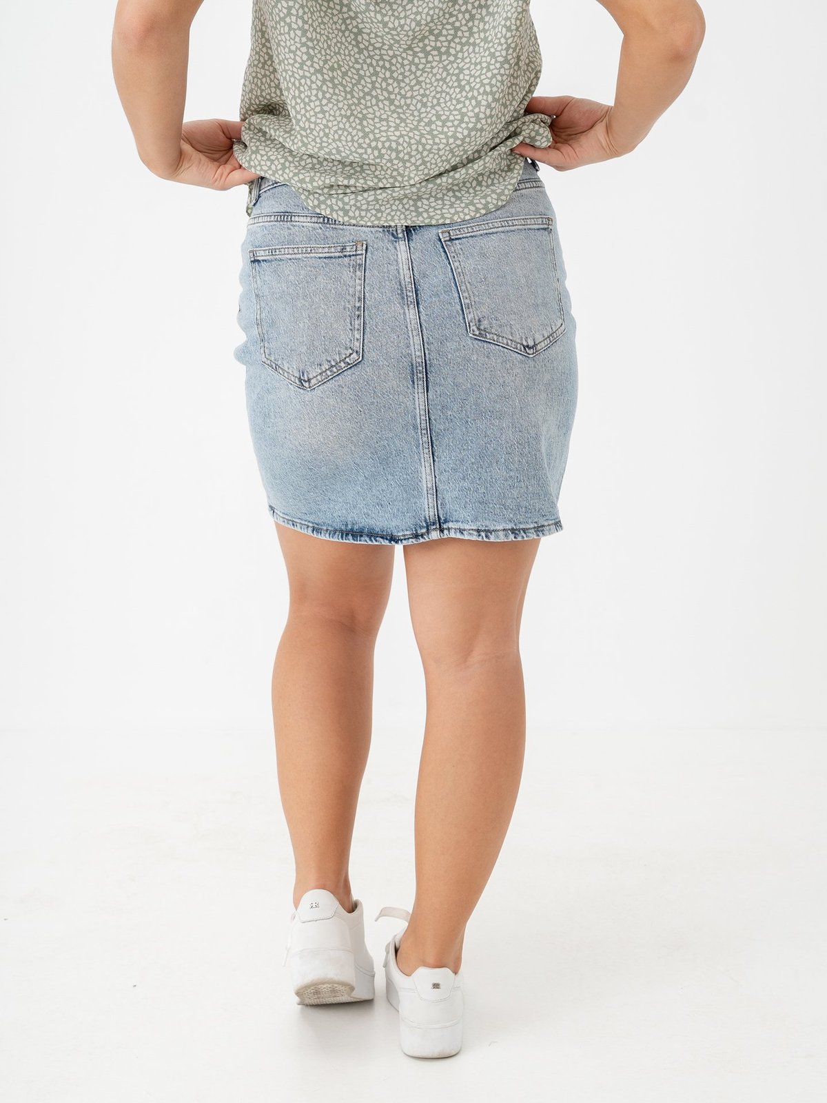 Vila Kaja Jaf Denim Skirt Light Blue Denim