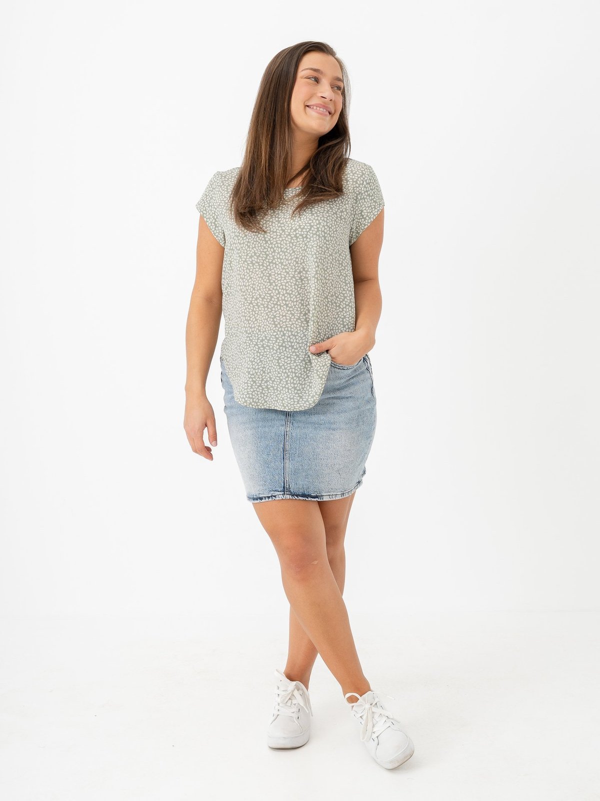 Vila Kaja Jaf Denim Skirt Light Blue Denim