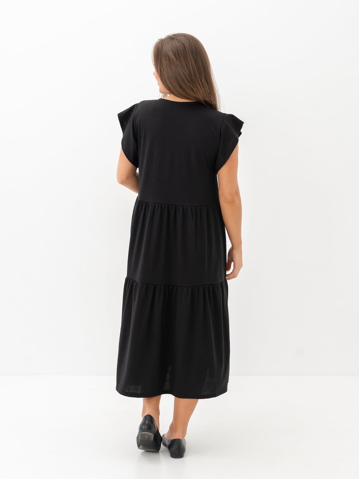 Vila Summer Short Sleeve Midi Dress Black