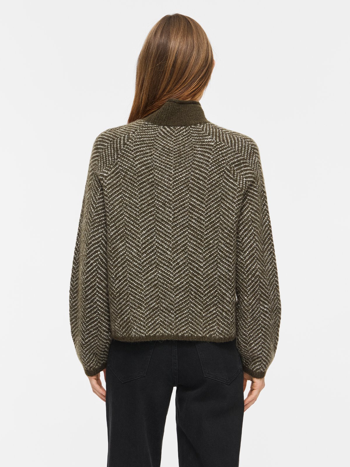 Vila Lory High Neck Long Sleeve Knit Top Forest Night / Eggnog Melange